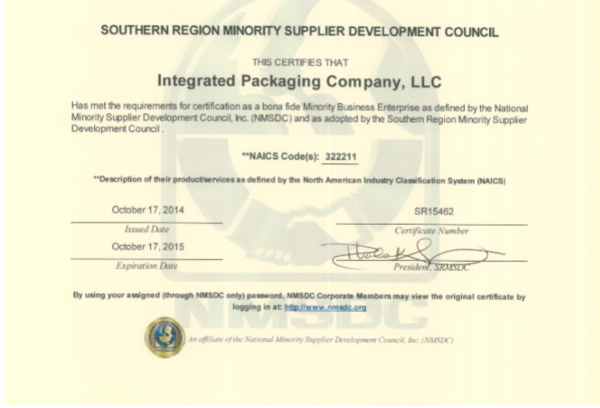 IPC MBE Certification Integrated Packaging Company IPC MBE Certification Integrated Packaging Company